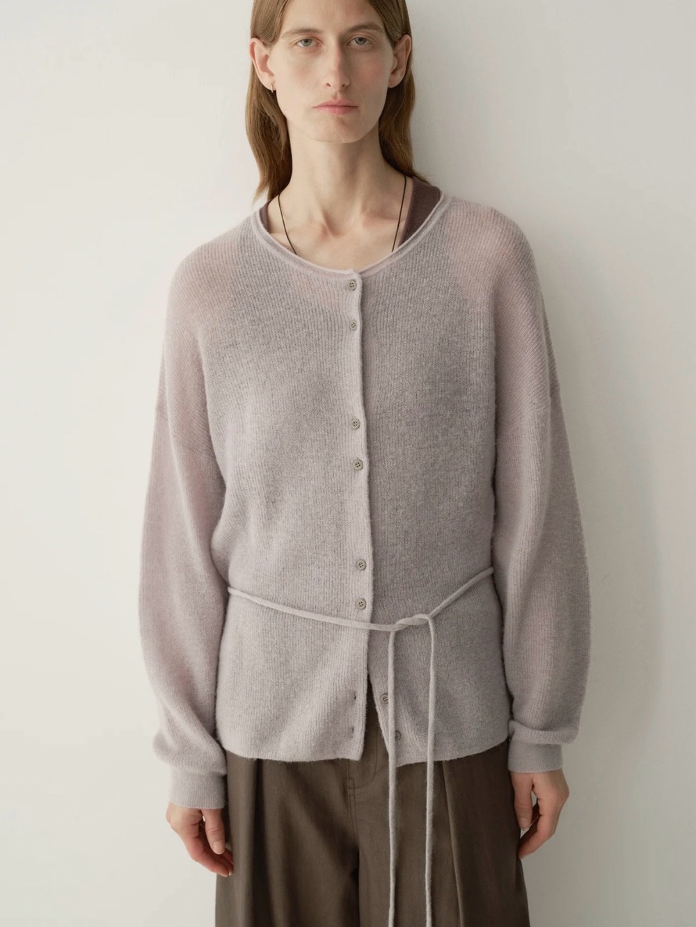 Lavender Tie-Waist Button-Front Women’s Cardigan
